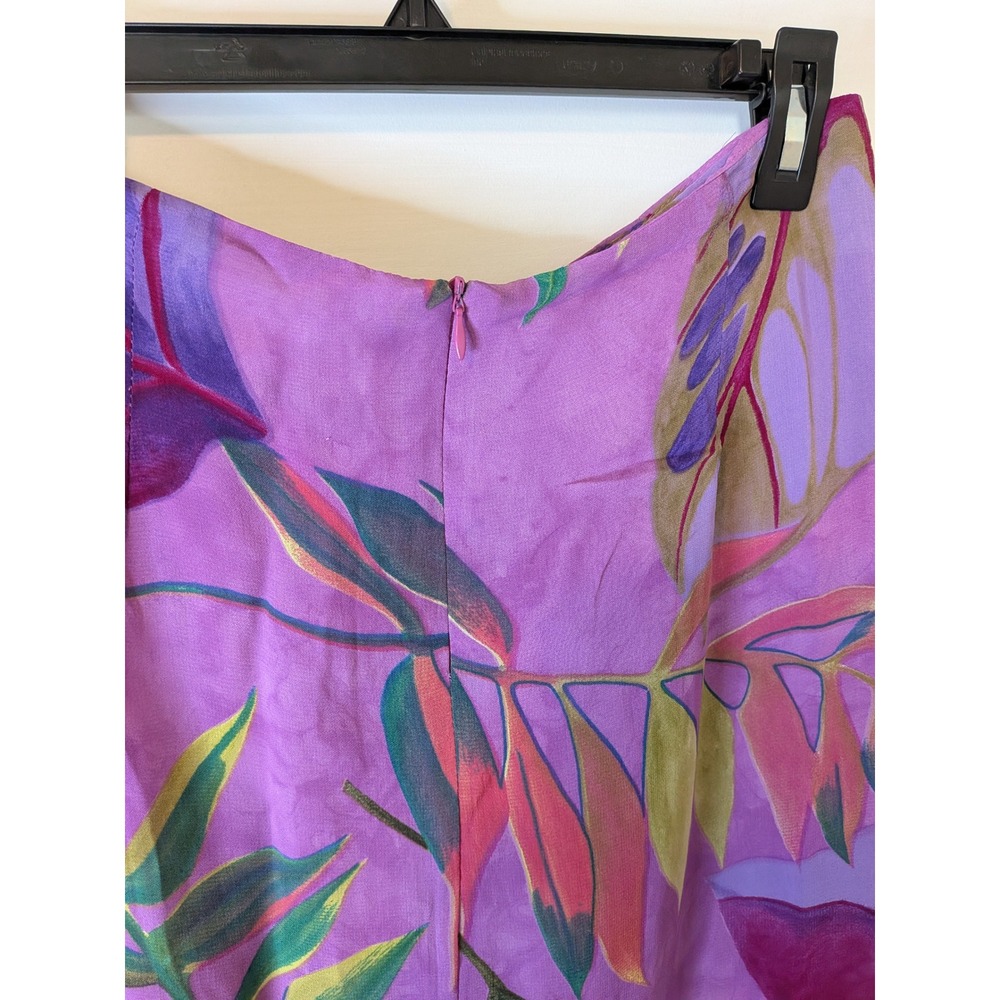 Cameron Blake Purple Tropical Floral Wrap Midi Skirt Womens 10 Made in USA - Picture 5 of 6